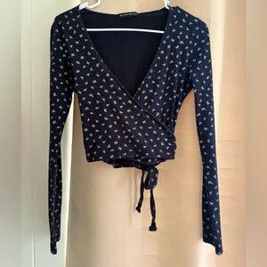 Brandy Melville Navy Wrap Top